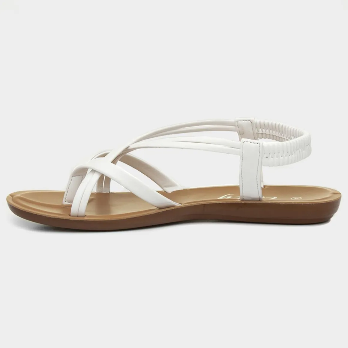 Lilley Suzzie Womens White Flat Slip On Sandal