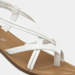 Lilley Suzzie Womens White Flat Slip On Sandal