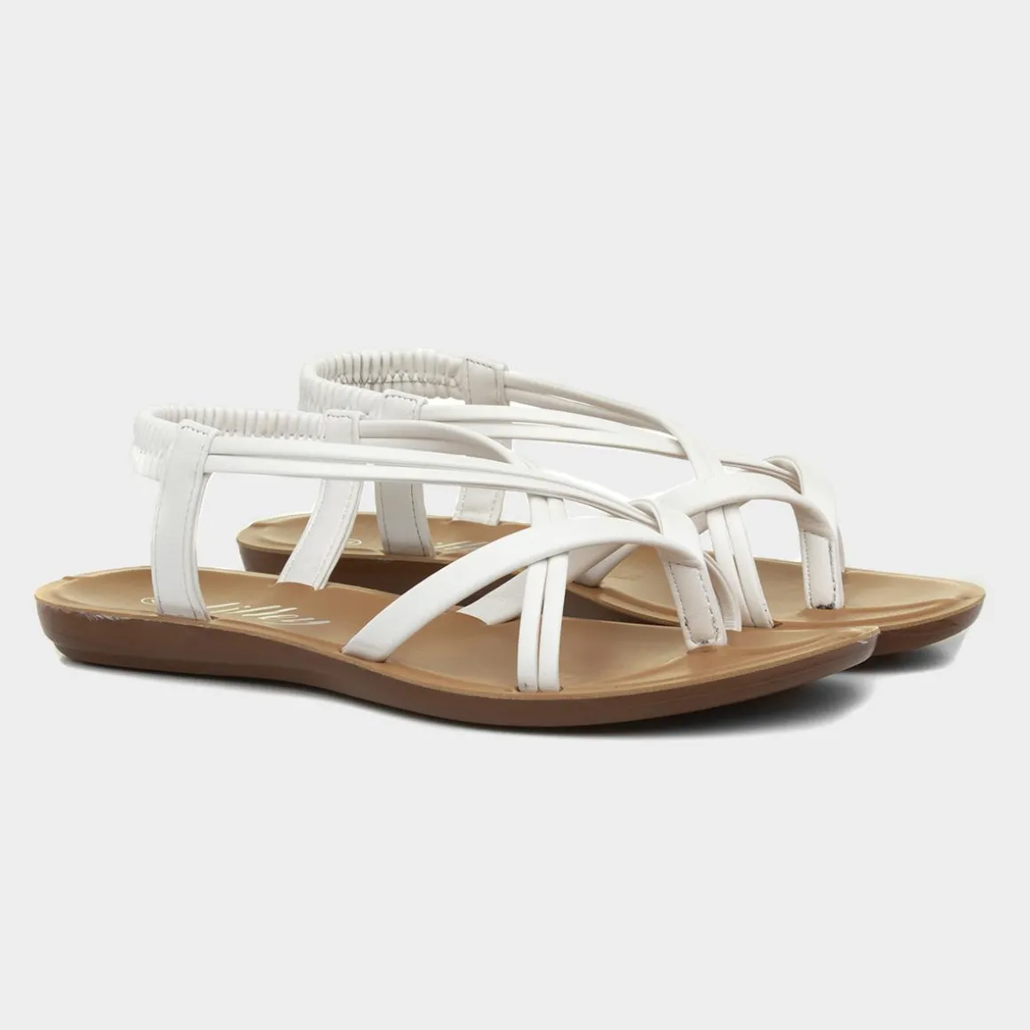 Lilley Suzzie Womens White Flat Slip On Sandal