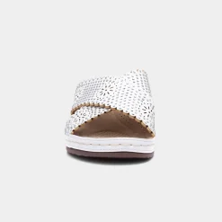 Lilley Sybil Womens White Slip On Wedge Sandal