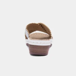 Lilley Sybil Womens White Slip On Wedge Sandal