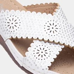 Lilley Sybil Womens White Slip On Wedge Sandal