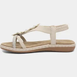 Lilley Sylvie Womens Cream Diamante Sandal