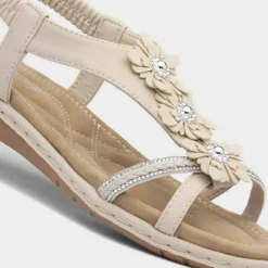 Lilley Sylvie Womens Cream Diamante Sandal
