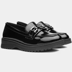 Lilley Una Girls Black Patent Loafer