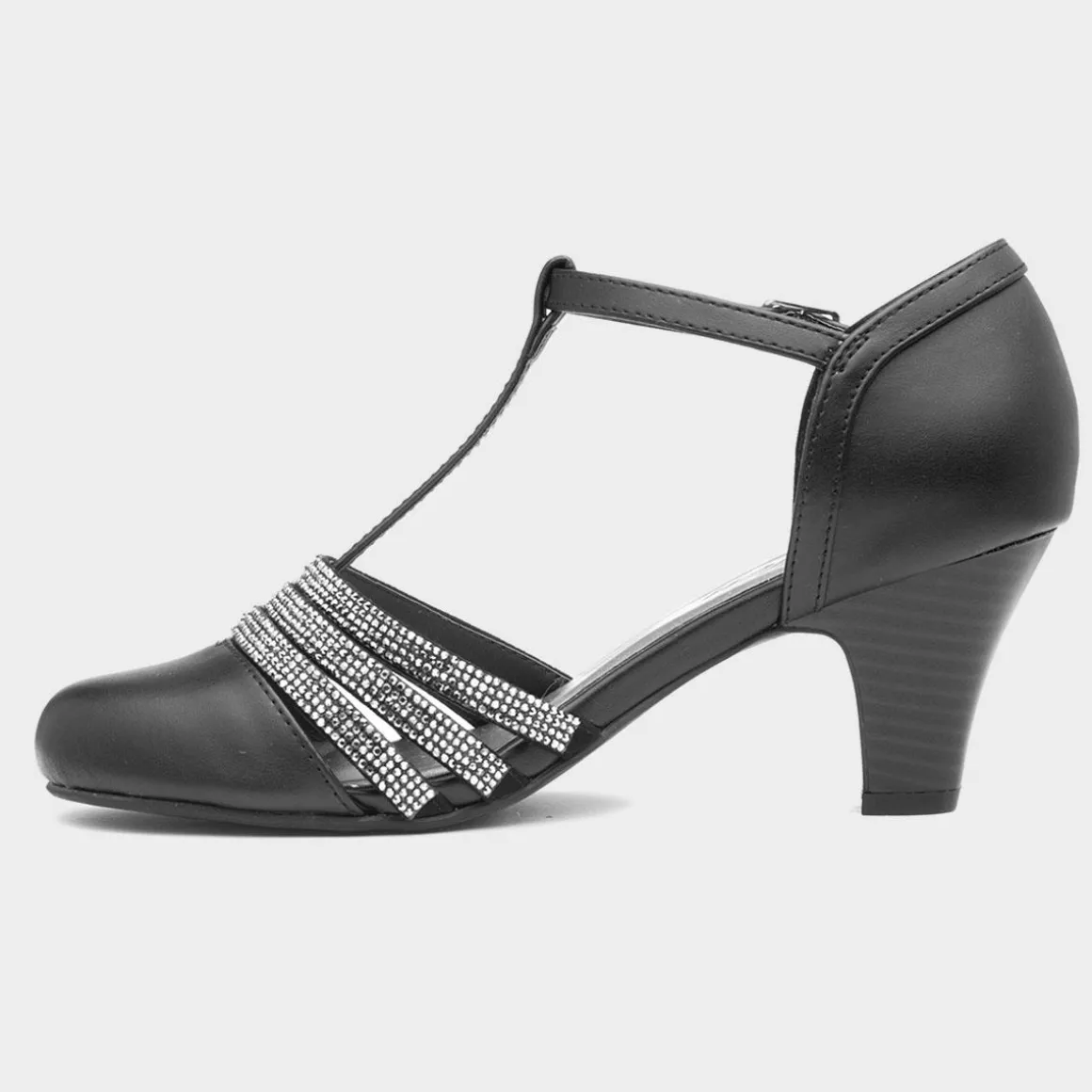 Lilley Veda Womens Black Diamante Heel