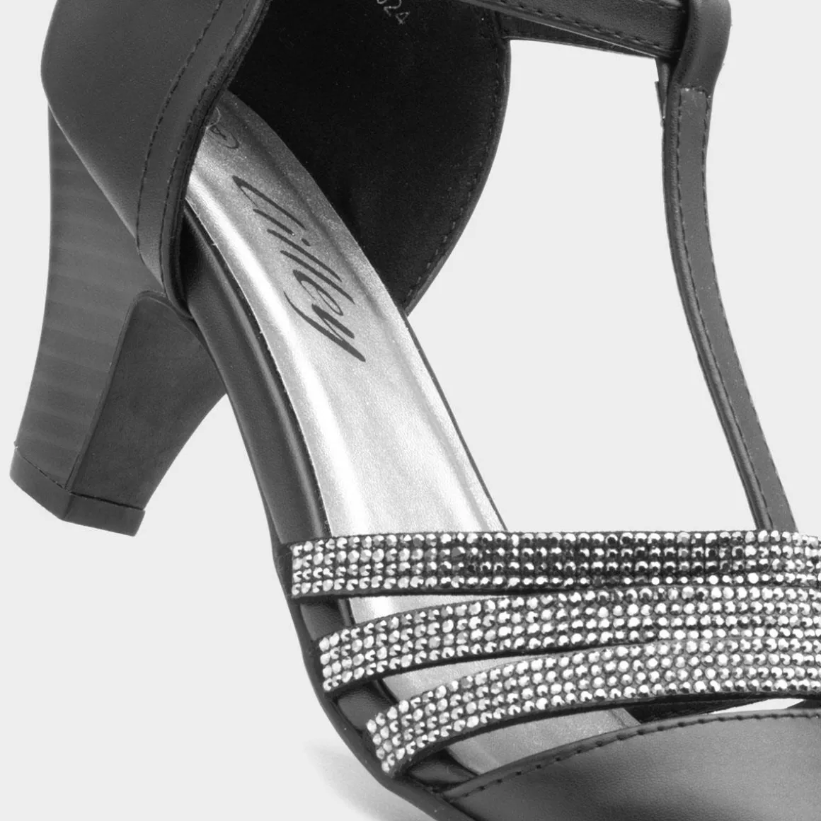 Lilley Veda Womens Black Diamante Heel