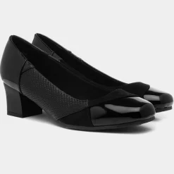 Lilley Vera Womens Black Block Heel Court Shoe