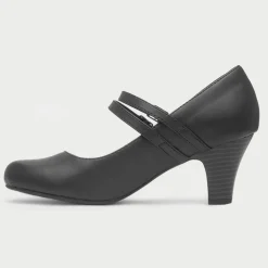 Lilley Violet Womens Black Strap Court Shoe
