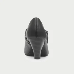 Lilley Violet Womens Black Strap Court Shoe
