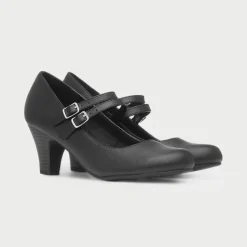 Lilley Violet Womens Black Strap Court Shoe