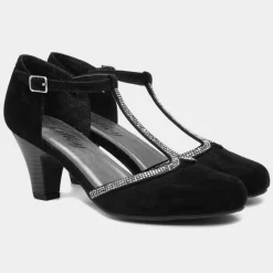 Lilley Vivien Womens Black T-Bar Court Shoe