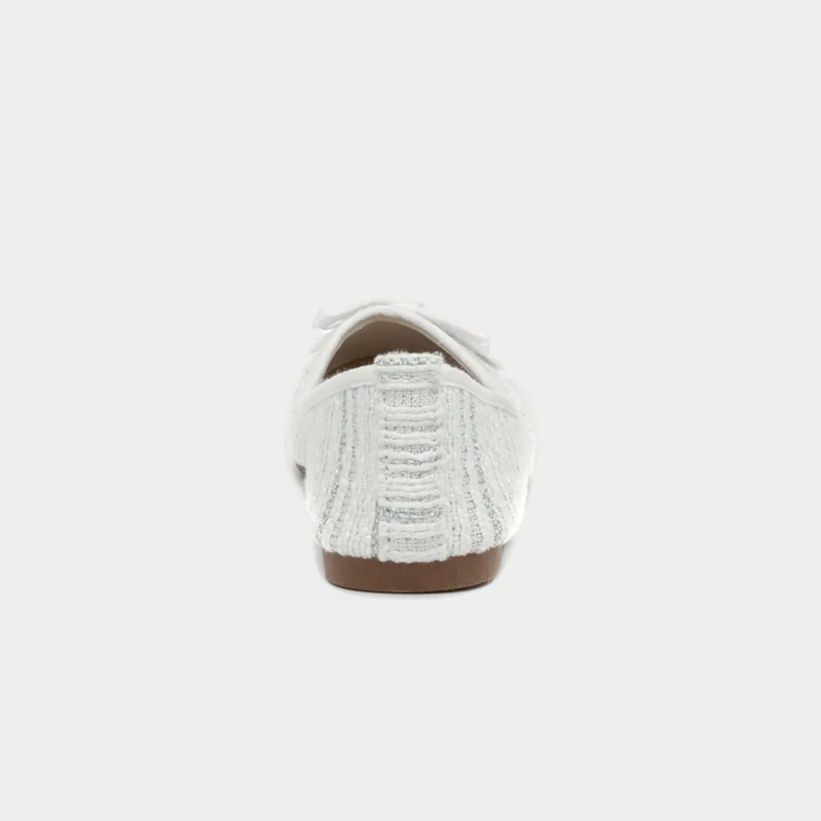 Lilley Womens White Bow Knitted Effect Ballerina