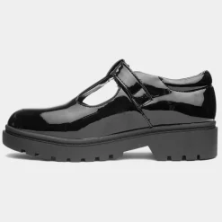 Little Diva Carly Girls Black Patent School Shoe