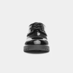 Little Diva Dawn Girls Black Patent Lace Up Shoe