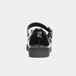 Little Diva Isla Girls Black Patent School Shoe