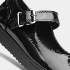 Little Diva Isla Girls Black Patent School Shoe