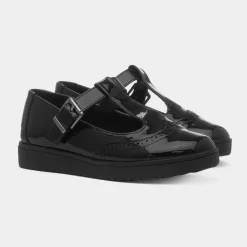 Little Diva Nell Girls Black Patent T-Bar Shoe