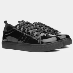 Little Diva Riley Girls Black Patent School Shoe