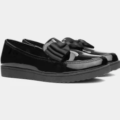 Little Diva Tess Girls Jnr Black Patent Loafers