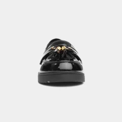 Little Diva Tia Girls Black Patent Tassel Loafer