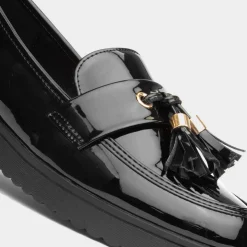 Little Diva Tia Girls Black Patent Tassel Loafer