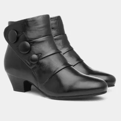 Lotus Prancer Womens Black Leather Heeled Boot