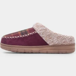 Lunar Emblaze Womens Red Tartan Mule Slipper