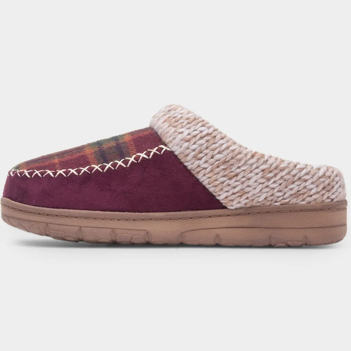Lunar Emblaze Womens Red Tartan Mule Slipper