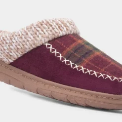 Lunar Emblaze Womens Red Tartan Mule Slipper