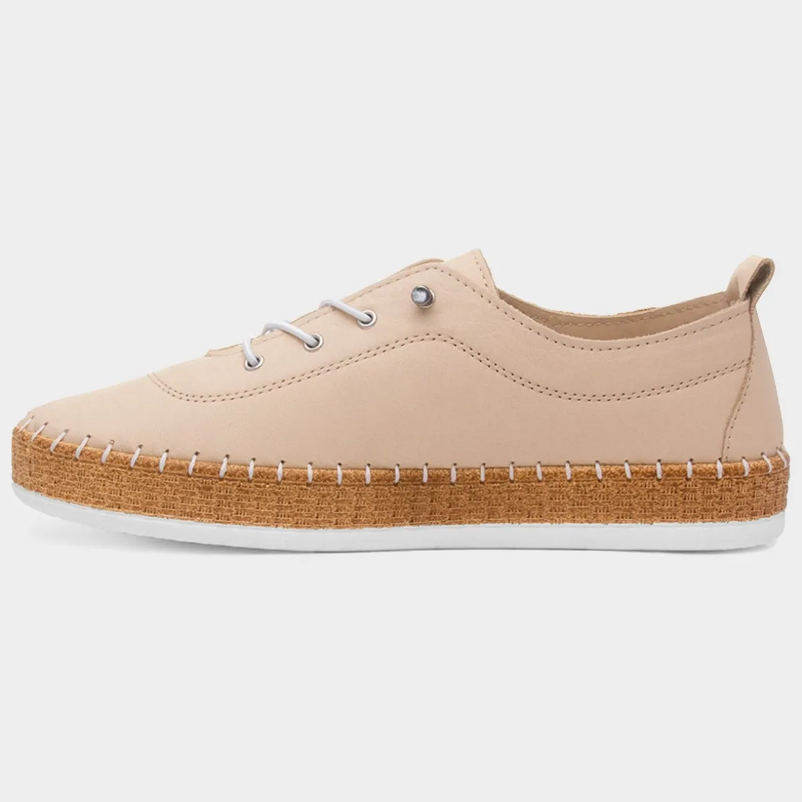 Lunar Evie Womens Cream Casual Leather Shoe