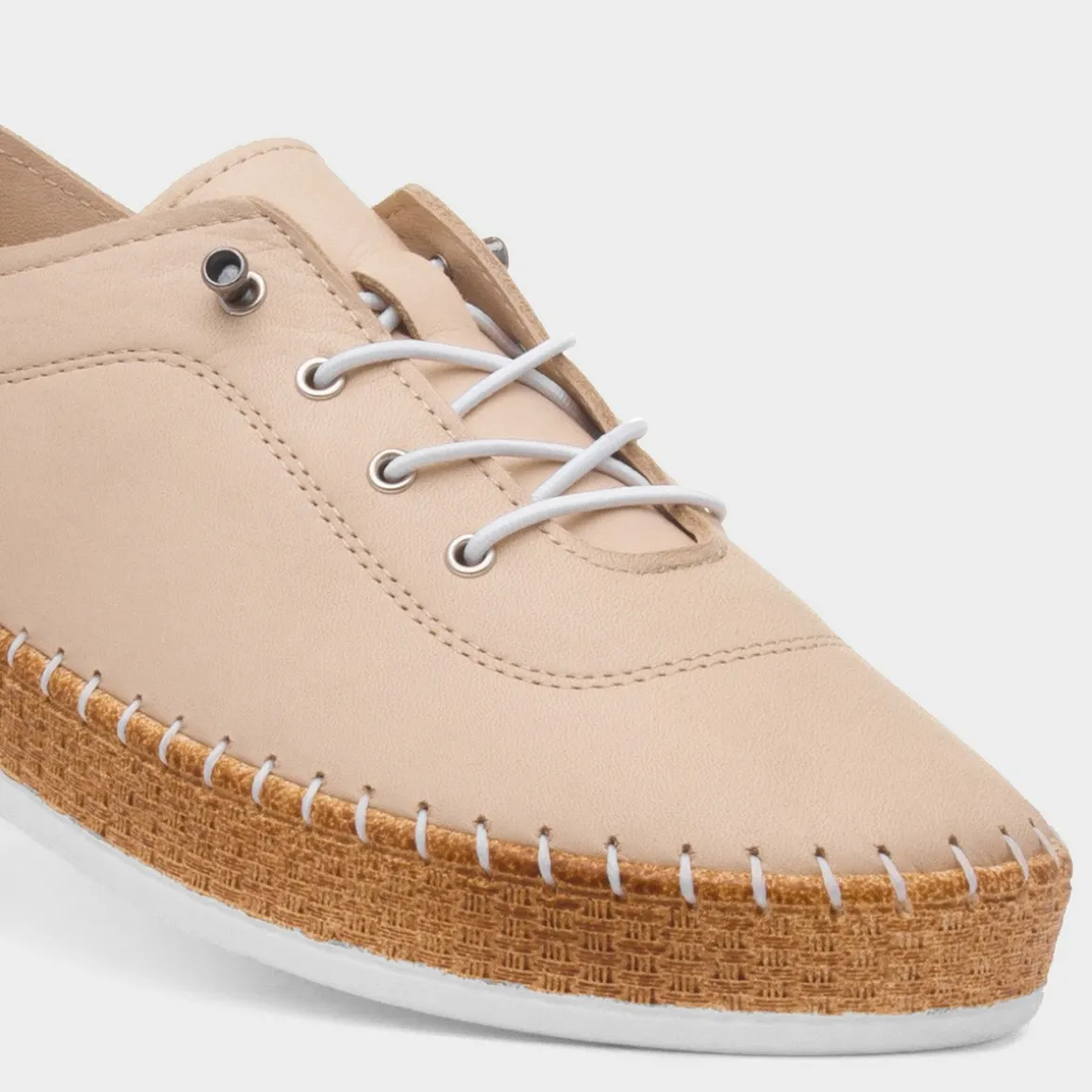 Lunar Evie Womens Cream Casual Leather Shoe