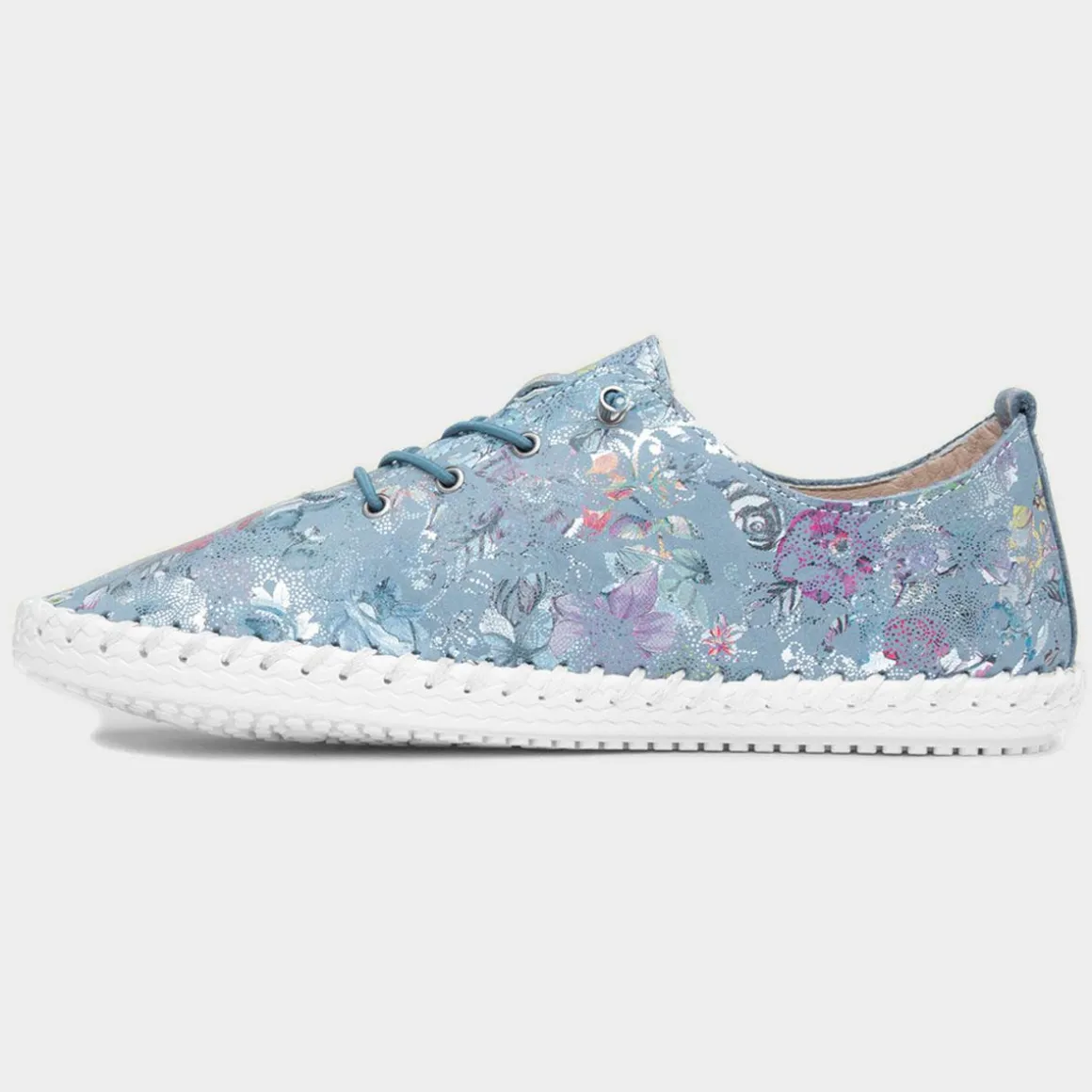 Lunar Exbury Womens Blue Leather Casual Shoes