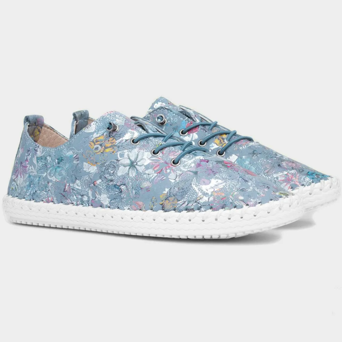 Lunar Exbury Womens Blue Leather Casual Shoes