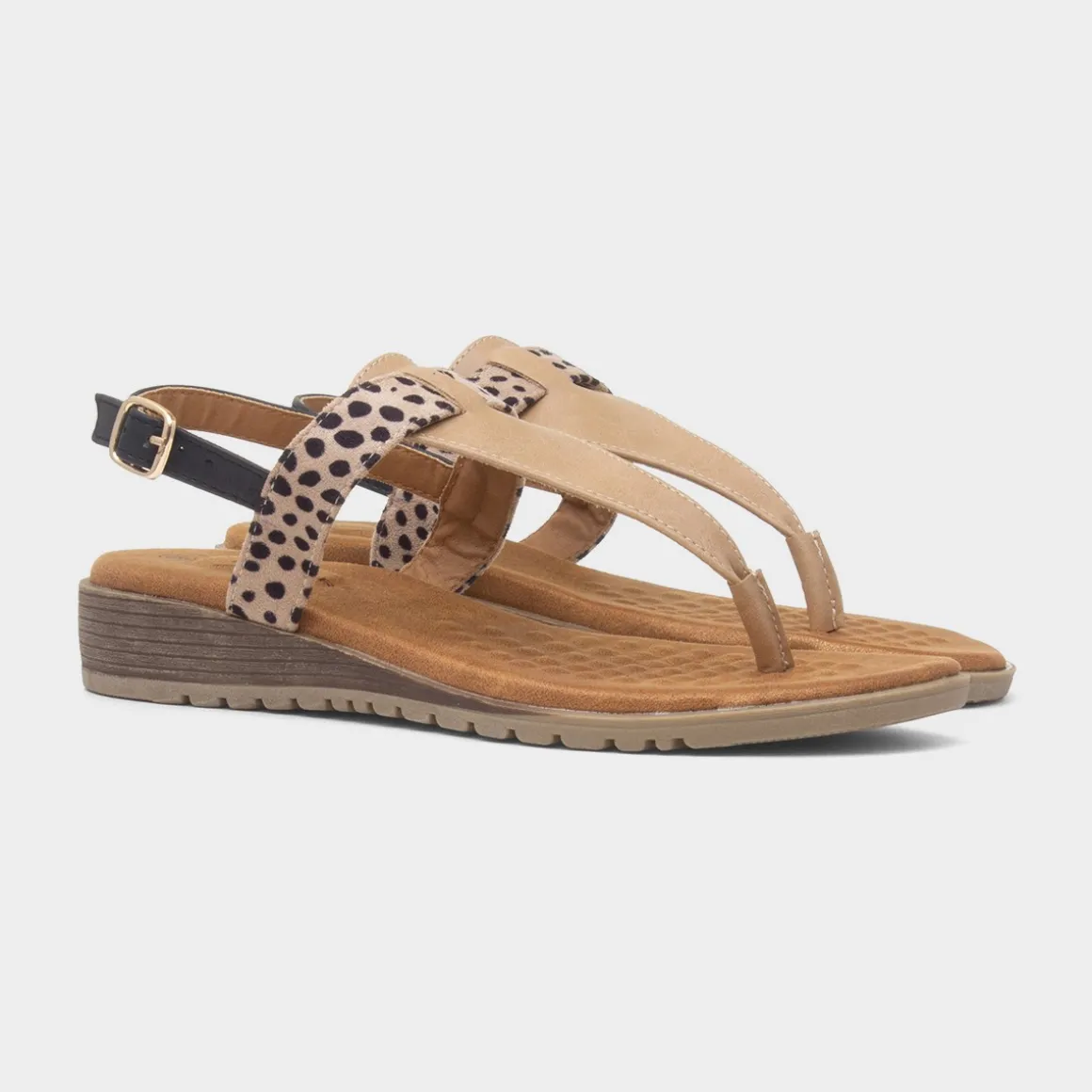 Lunar Gina Womens Beige Toe Post Sandal