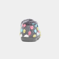 Lunar Helix Womens Grey Polka Dot Full Slipper