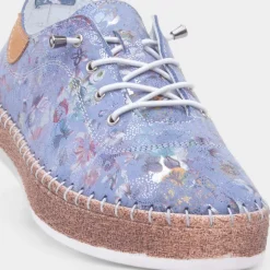 Lunar Iva Womens Blue Floral Leather Shoe
