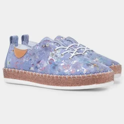 Lunar Iva Womens Blue Floral Leather Shoe
