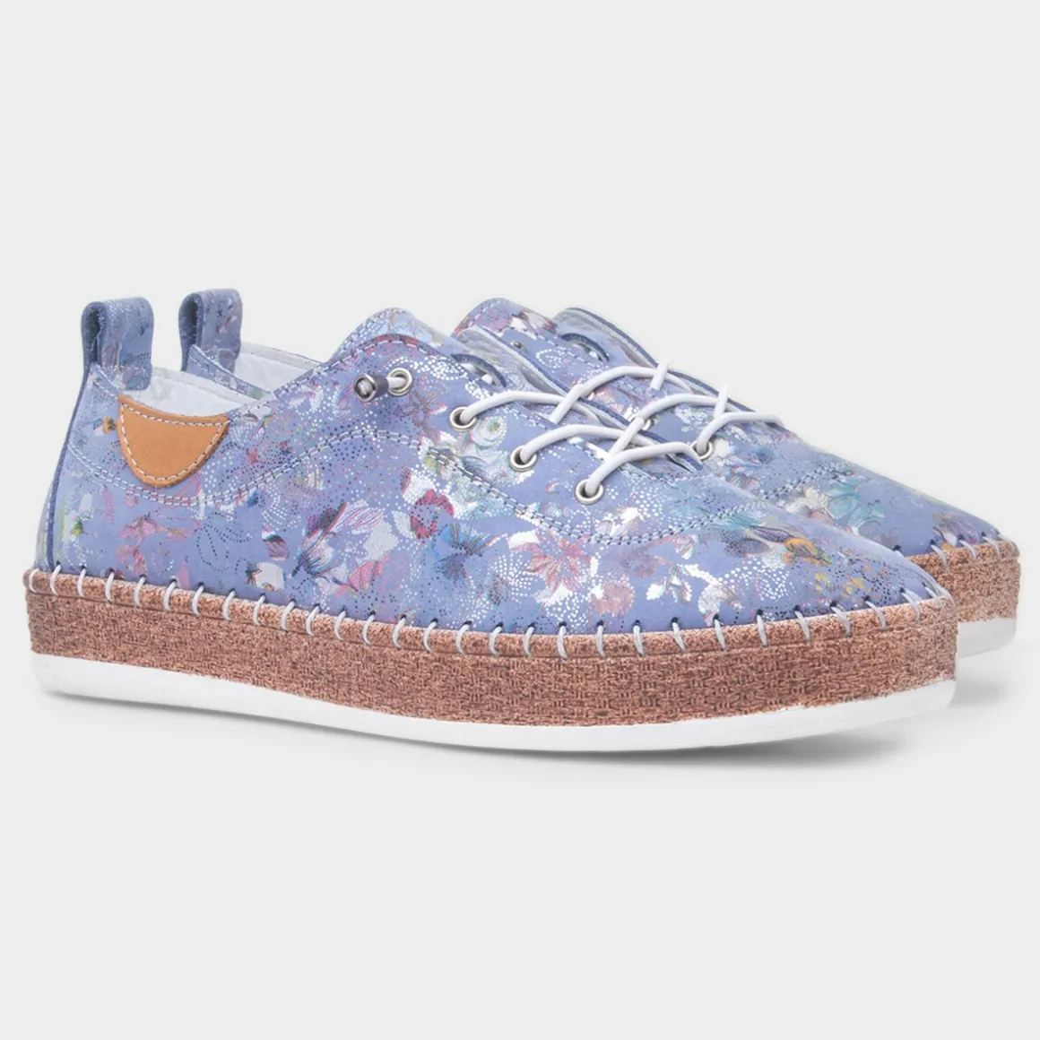 Lunar Iva Womens Blue Floral Leather Shoe