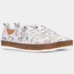 Lunar Iva Womens White Floral Leather Shoe
