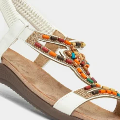Lunar Mariella Womens White Beaded Sandal