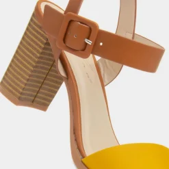 Lunar Palin Womens Yellow Buckle Heel
