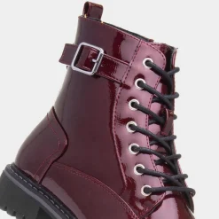 Lunar Parlour Womens Burgundy Patent Lace Up Boot