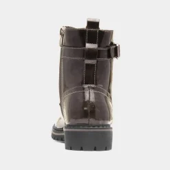 Lunar Parlour Womens Metallic Patent Lace Up Boot
