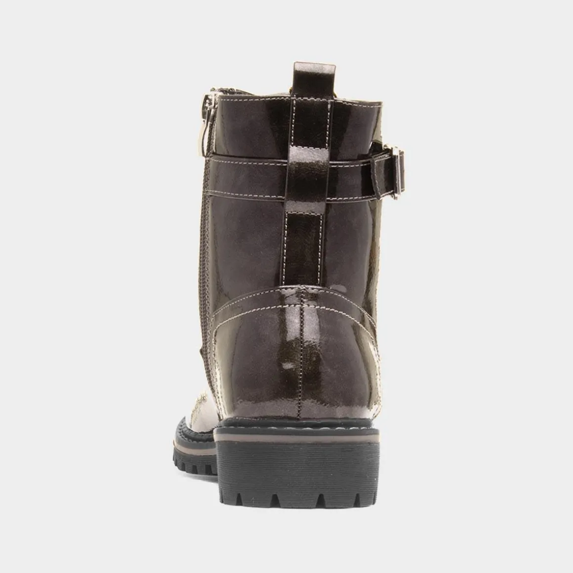 Lunar Parlour Womens Metallic Patent Lace Up Boot