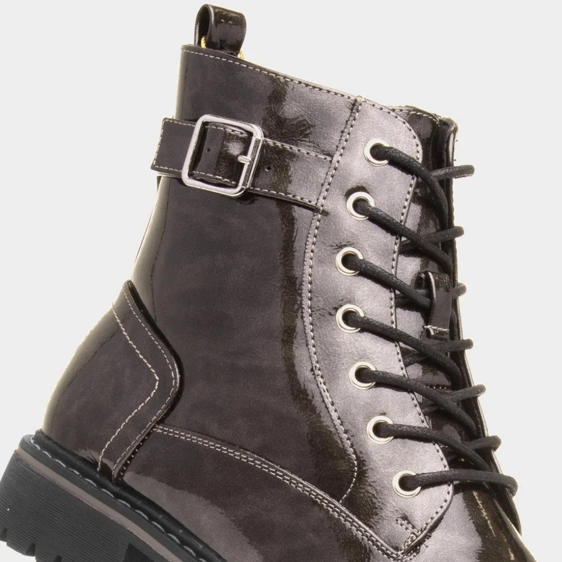 Lunar Parlour Womens Metallic Patent Lace Up Boot