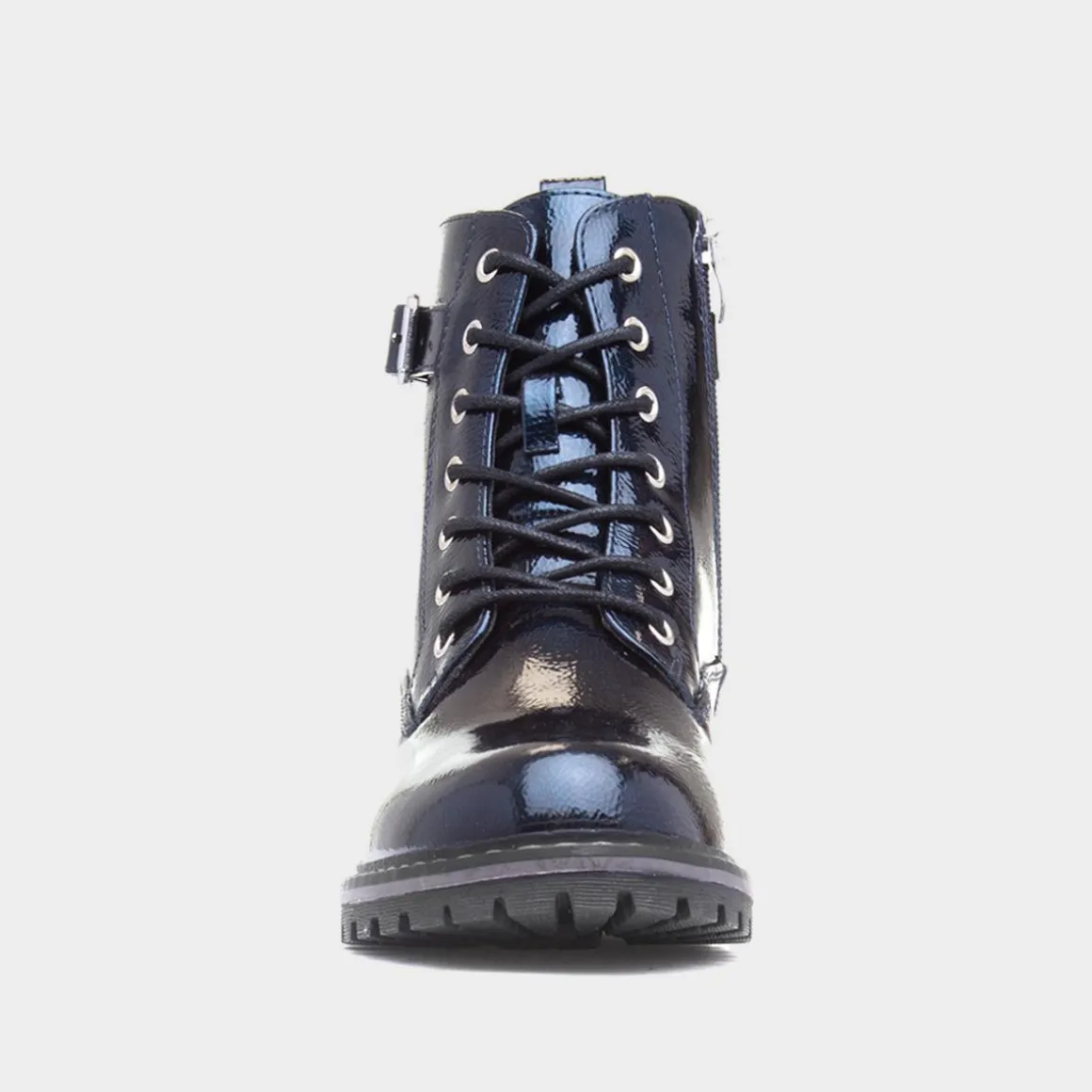 Lunar Parlour Womens Navy Patent Lace Up Boot