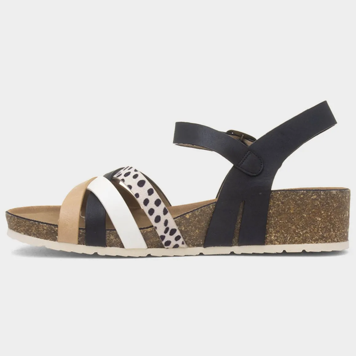 Lunar Selina Womens Black Strappy Wedge Sandal