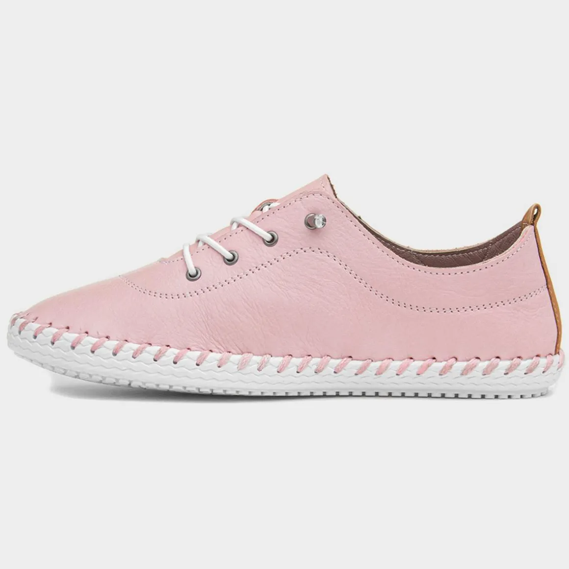 Lunar St Ives Womens Baby Pink Leather Casual Shoe