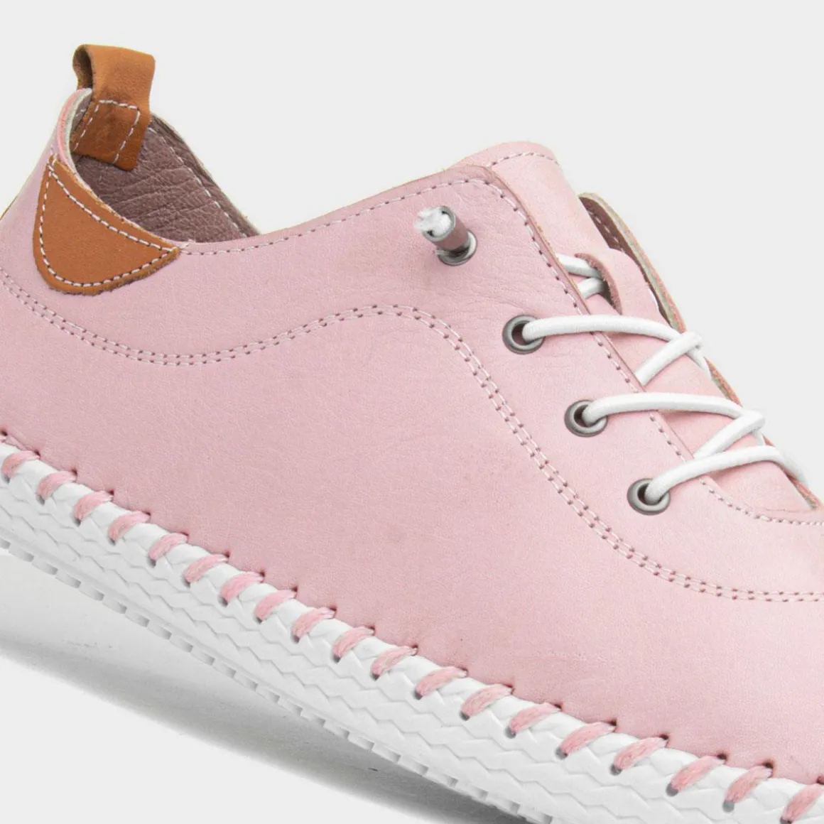 Lunar St Ives Womens Baby Pink Leather Casual Shoe